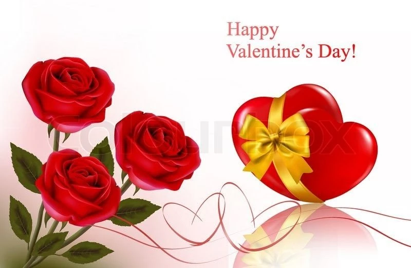 Valentine`s Day Background. Red Roses With Red Hearts. Vector ...