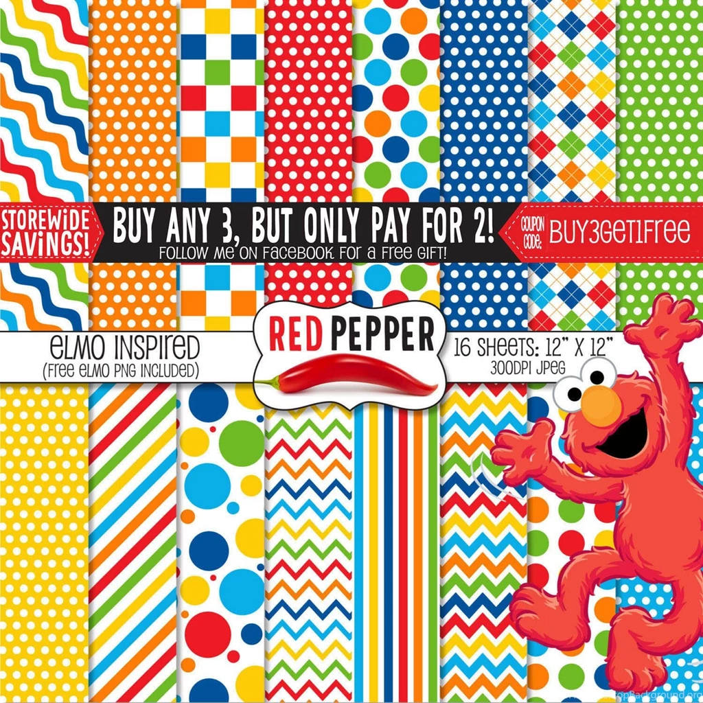 Sesame Digital Paper ELMO Sesame Street By RedPepperPapers On Etsy