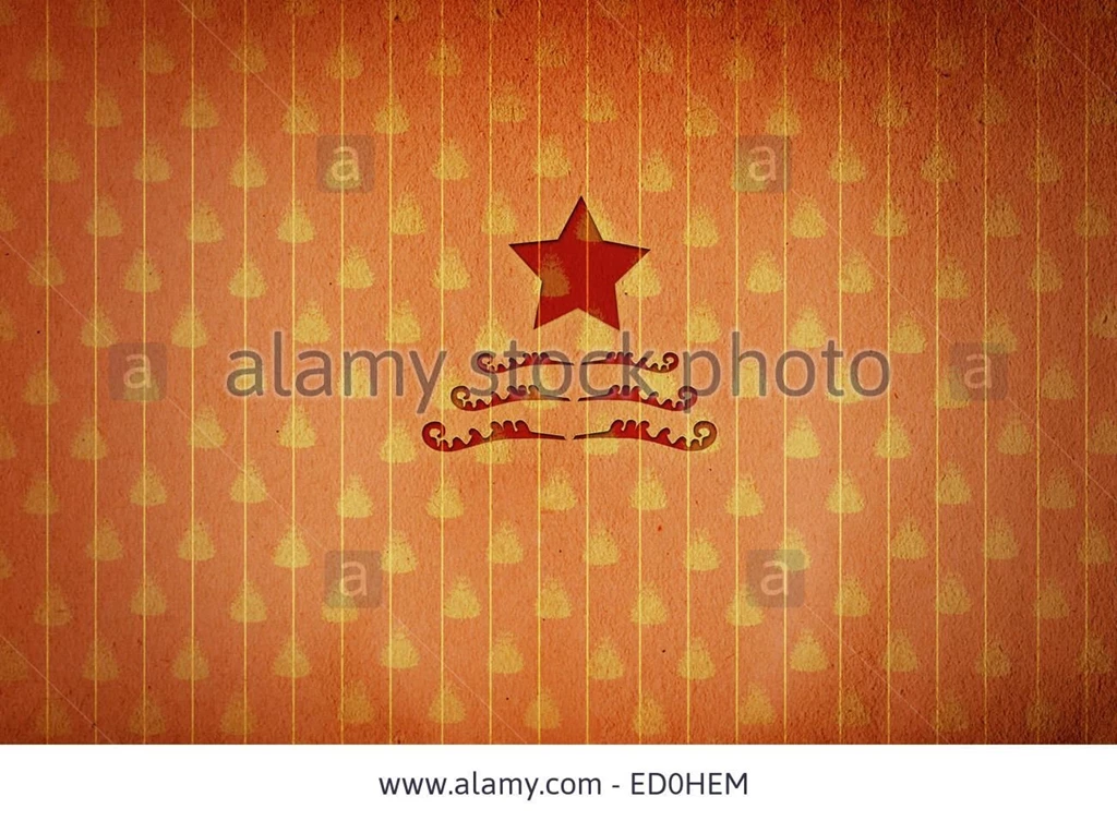 Red Christmas Star In Retro Christmas Wallpaper Backgrounds Stock ...