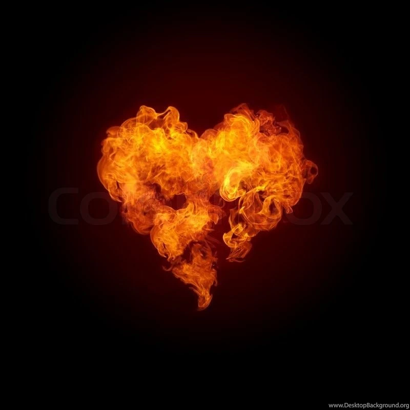 Heart In Fire Isolated On Black Background. Computer Graphics ...