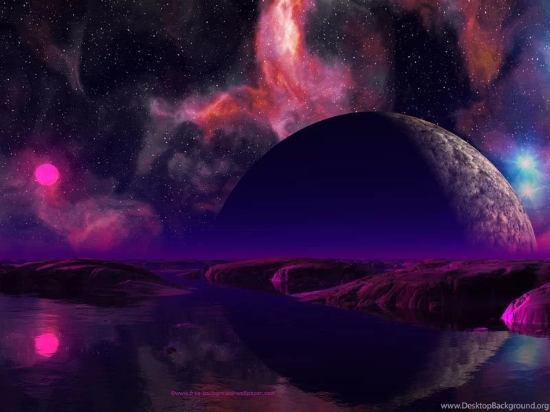 Pink Sun Over Water Planet Space Desktop Wallpapers 800x600 Pixels
