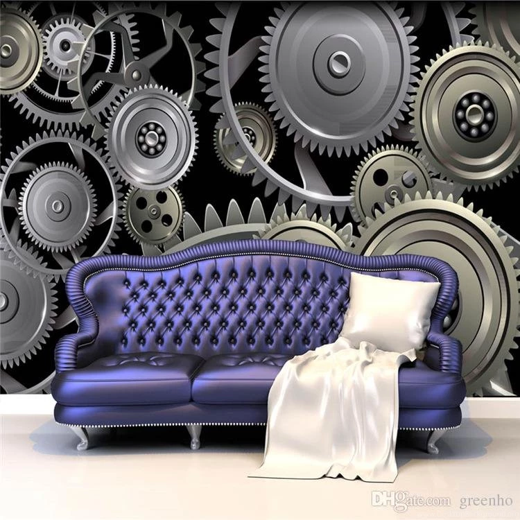 3d Gears Wallpapers Custom Large Wall Mural Cool Metal Photo ...