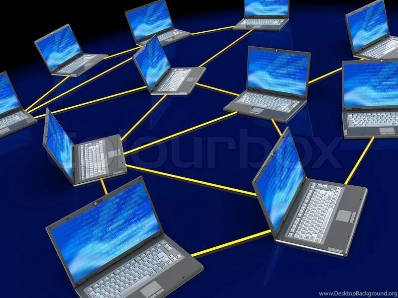 3d Illustration Of Computers Network, Over Dark Backgrounds