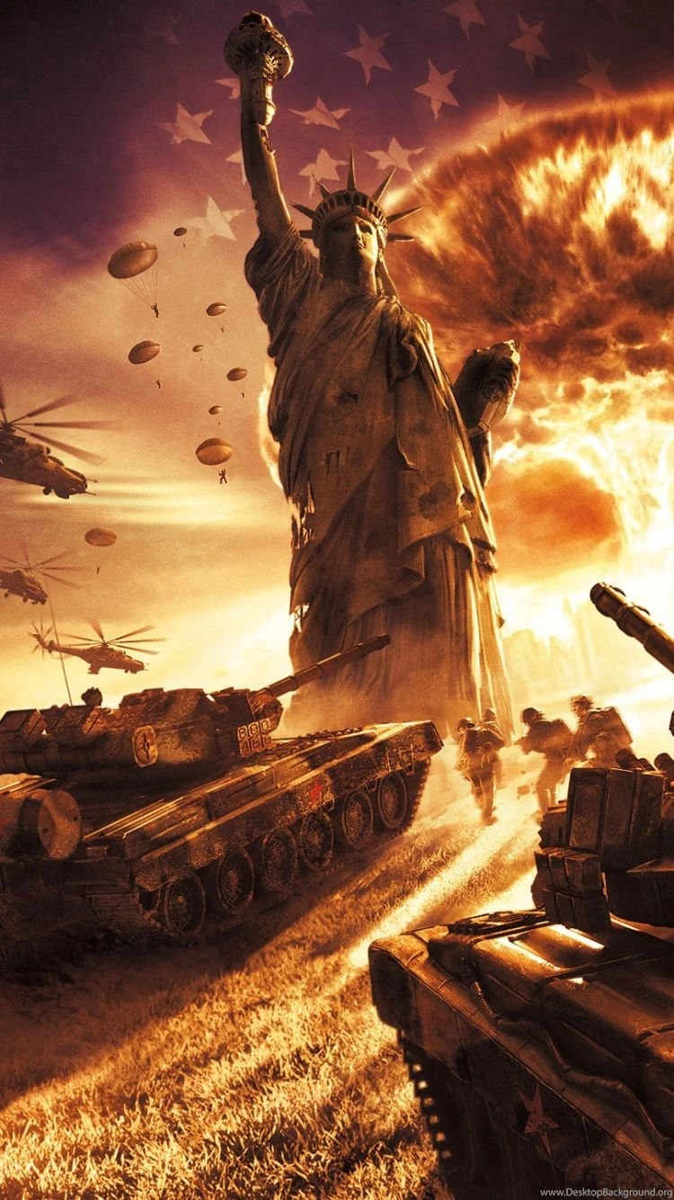 Download Wallpapers 750x1334 World In Conflict, Explosion, Statue ...