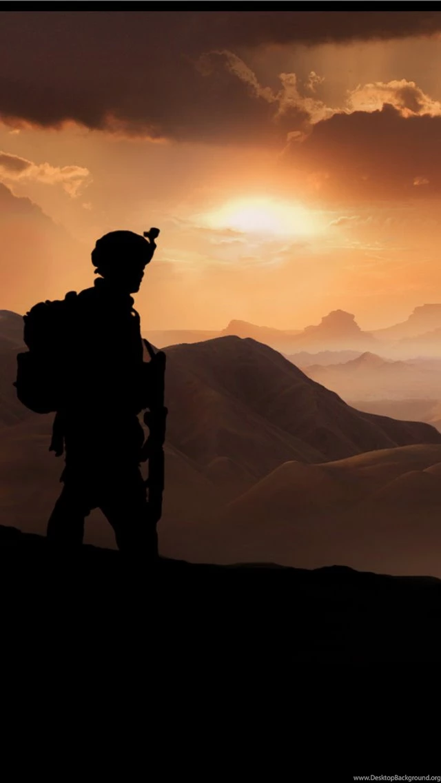 Soldier At Sunset iPhone 5 Wallpapers (640x1136)
