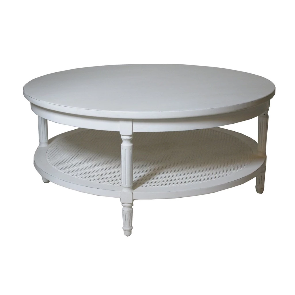 Round Coffee Table With Shelf White