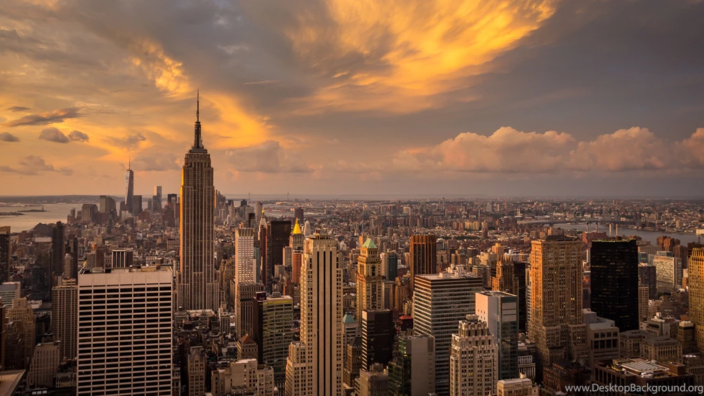 Landscape, Clouds, City, Manhattan, Sunset, New York City ...