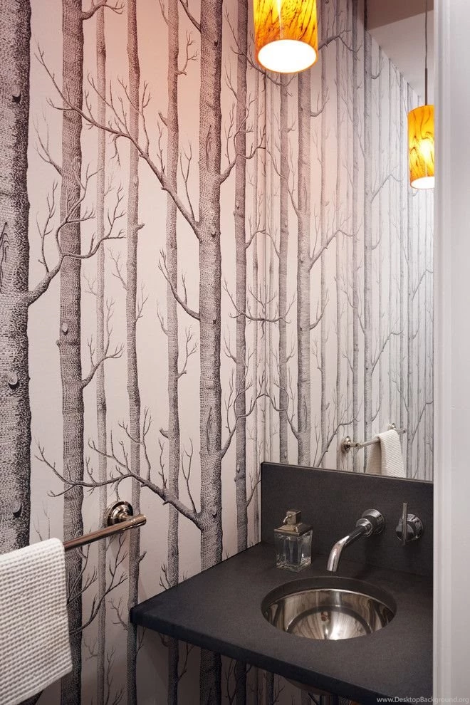 Paintable Wallpapers Home Depot Traditional Bathroom With Framed ...