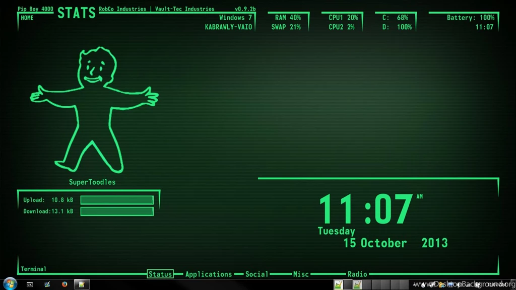 Rainmeter Fallout Pipboy Suite By IanMelbourne93 On DeviantArt