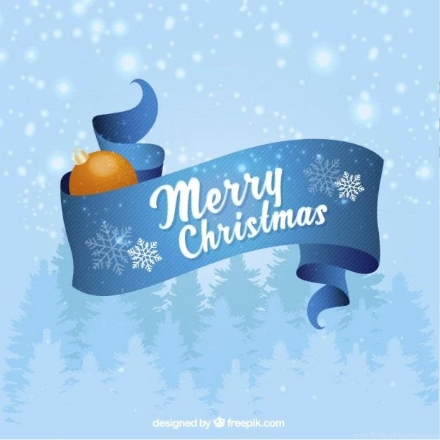 Merry Christmas Ribbon On Snowy Backgrounds Vector