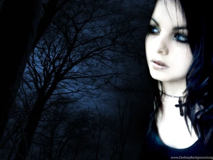 Girl Playing Violin In Black Gothic Image