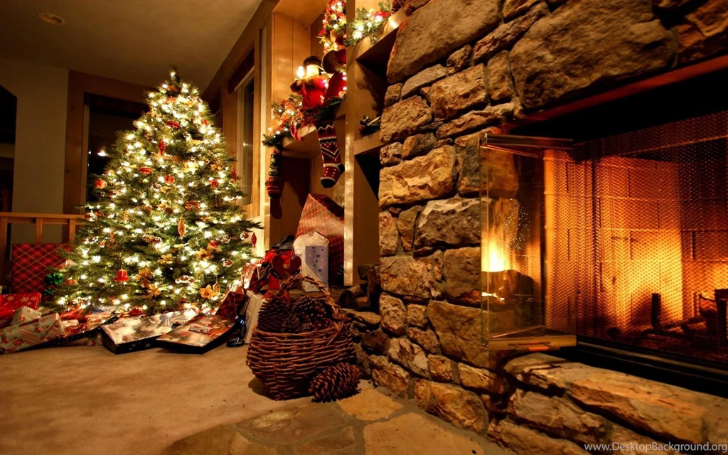 Download Wallpapers 3840x2400 Christmas Tree, Ornaments, Fireplace ...