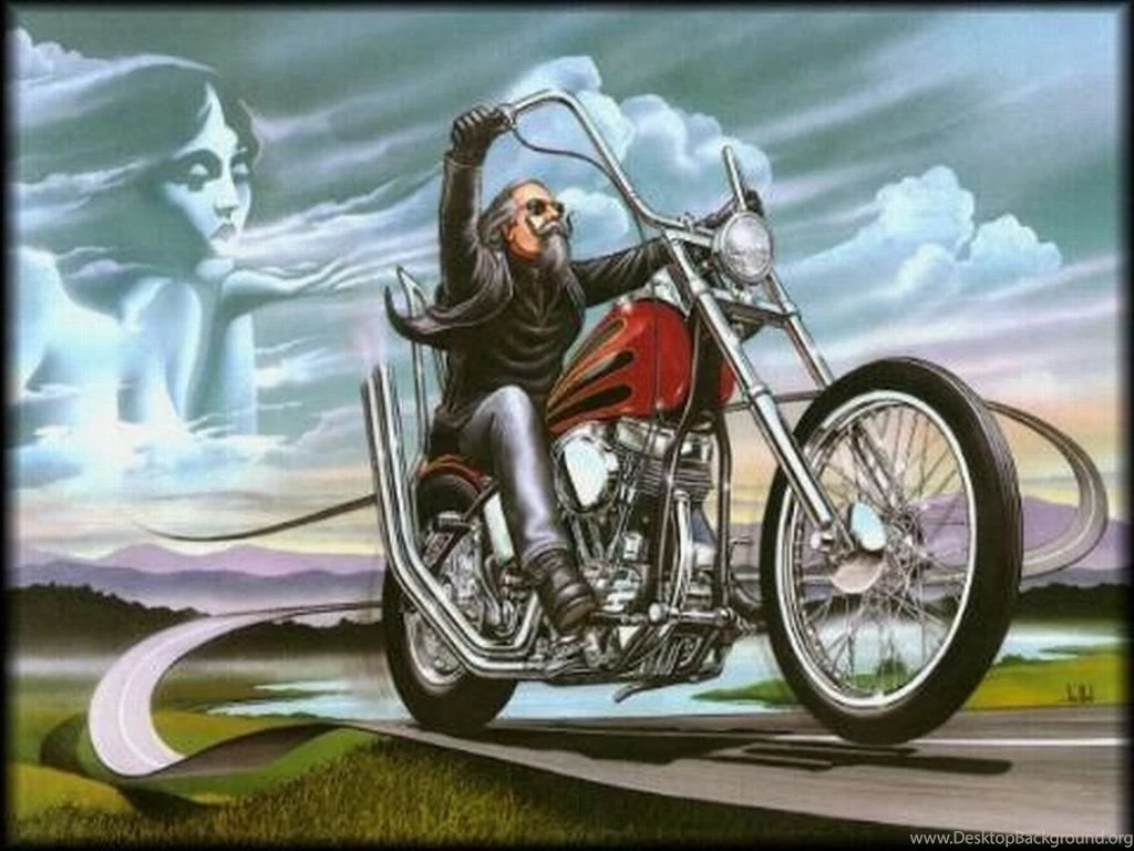 Wallpapers David Mann Girls Biker Old School Chopper Free With ...