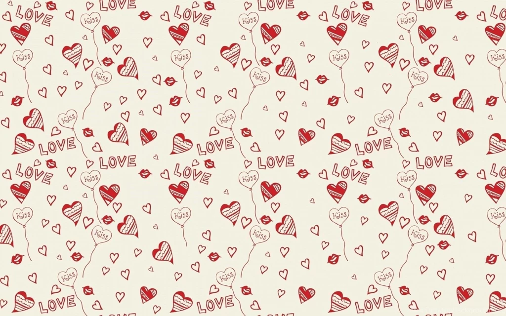 Pattern, Hearts, Kiss, Love, Lips, Art, Vector, Background, Wallpapers