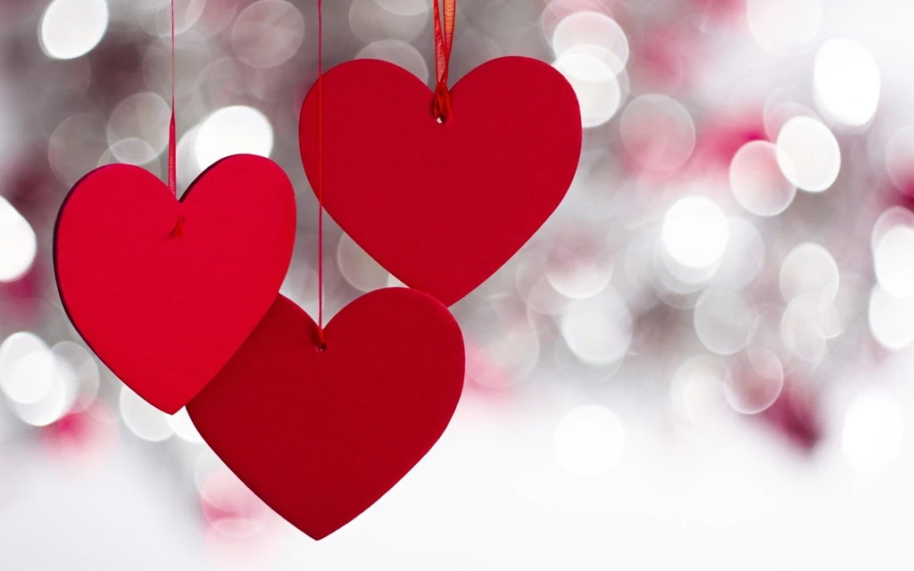 Red Three Heart Love Wallpaper Backgrounds