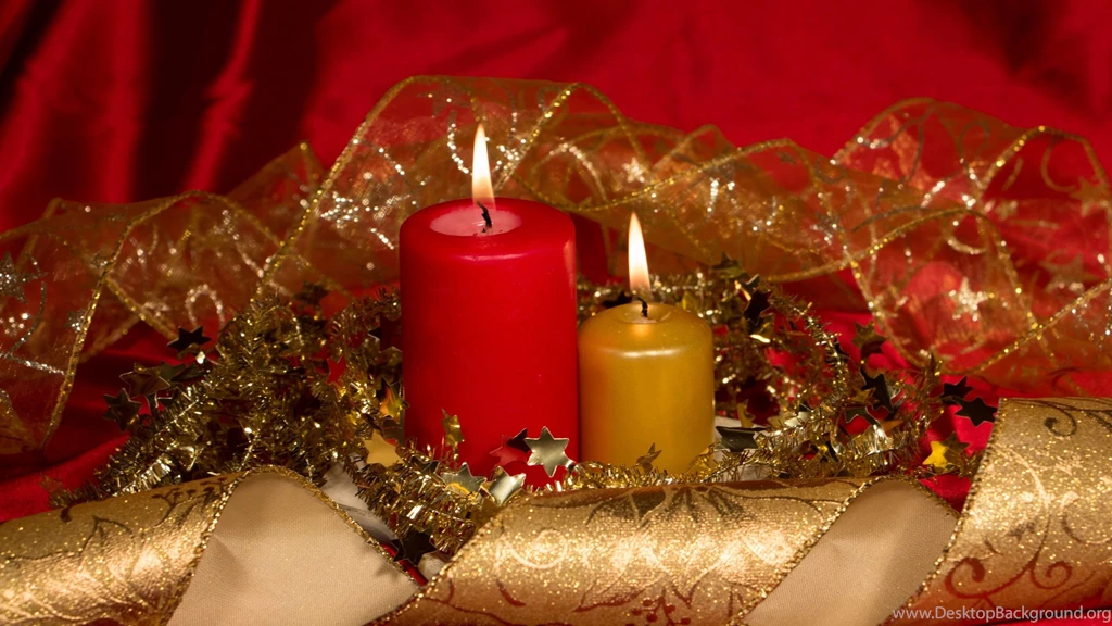 Golden And Red Christmas Candles Widescreen Wallpapers