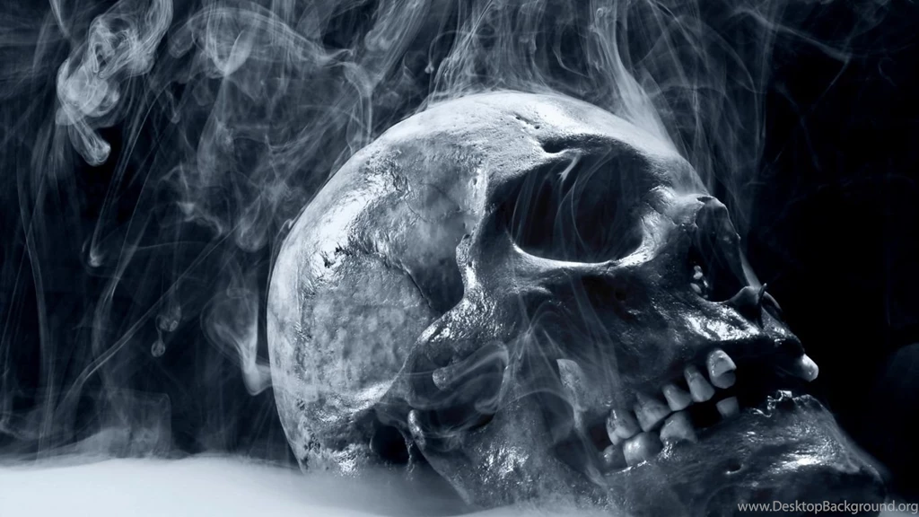 Download Wallpapers 1366x768 Skull, Smoke, Blue, Scary, Death ...