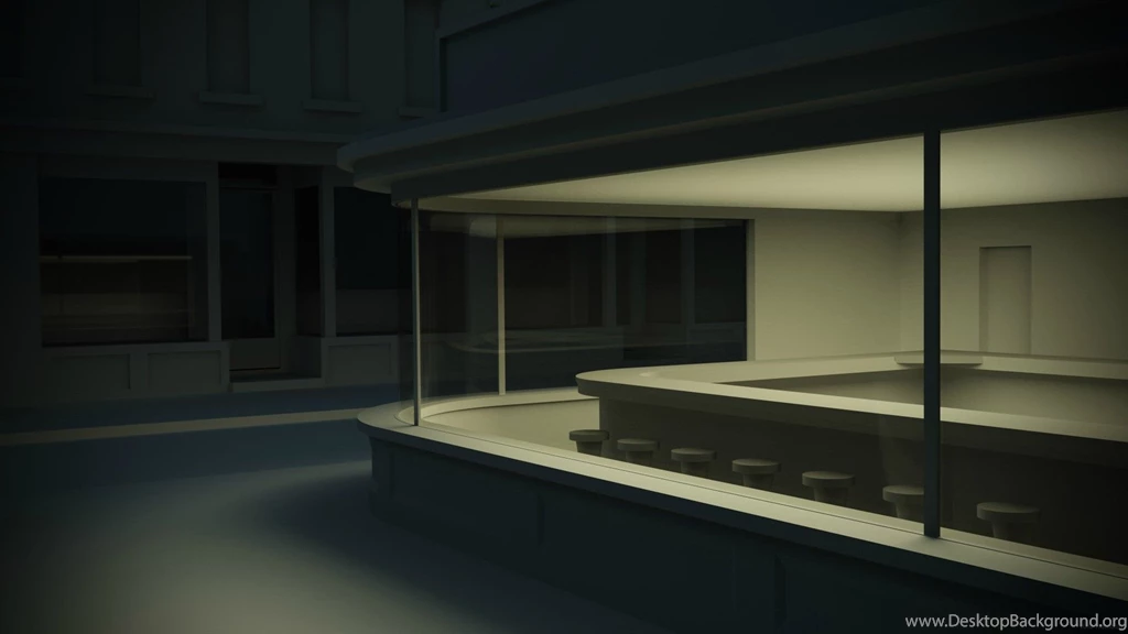 PsBattle: 3D Rendered Depiction Of "Nighthawks" Painting By Edward ...