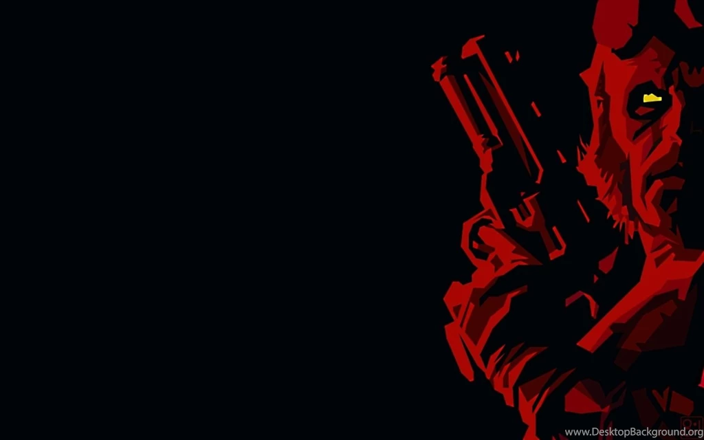 Hellboy Black Backgrounds Comics Yellow Eyes Wallpapers (