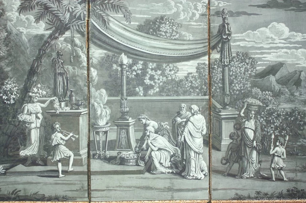 19th Century Zuber Grisaille Wallpapers Screen At 1stdibs