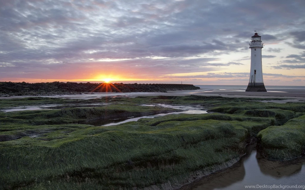 Lighthouses Sunset Lighthouse Past Marsh March Grass Beach Man ...