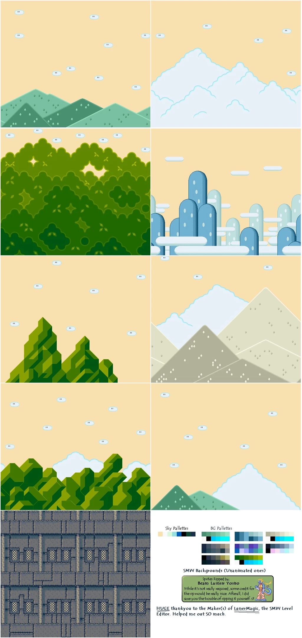 SNES Super Mario World Backgrounds The Spriters Resource