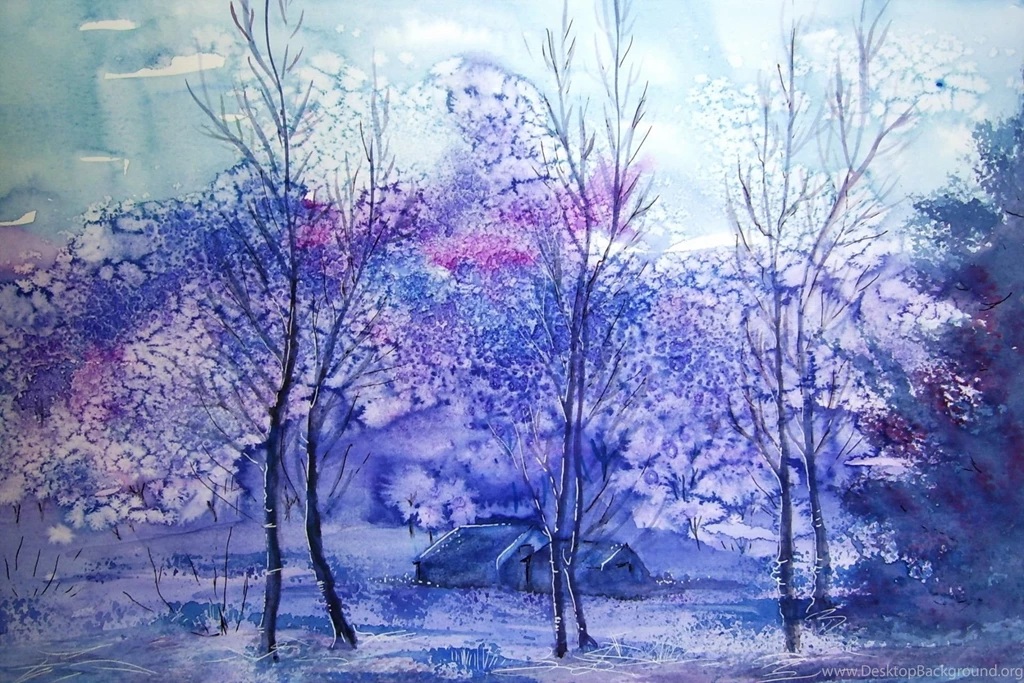 Watercolor, Painting, Forest, Winter, Nature, Art, Hd Wallpapers