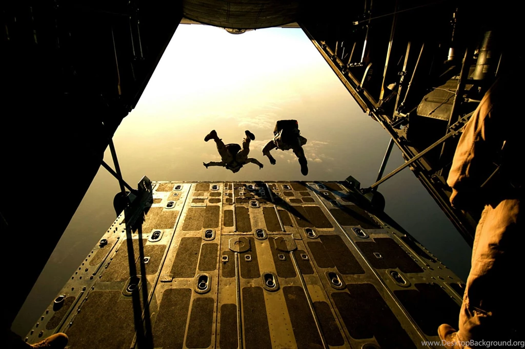 Paratroopers Skydiving Parachute Cargo Plane Military Cover Photo ...