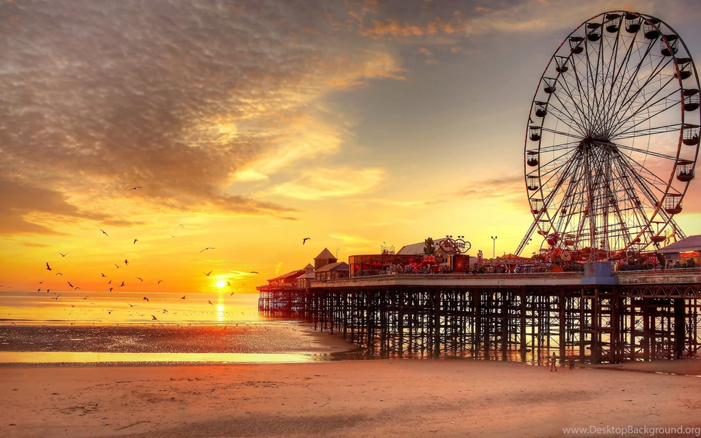 Pier Blackpool United Kingdom Sunset Landscape Wallpapers ...