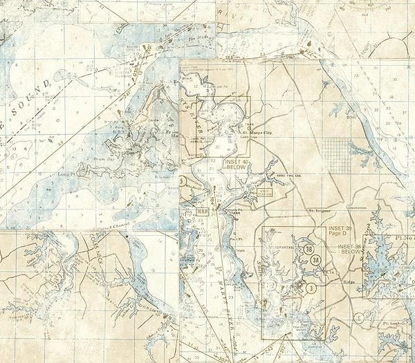 Ivory Nautical Map Wallpapers