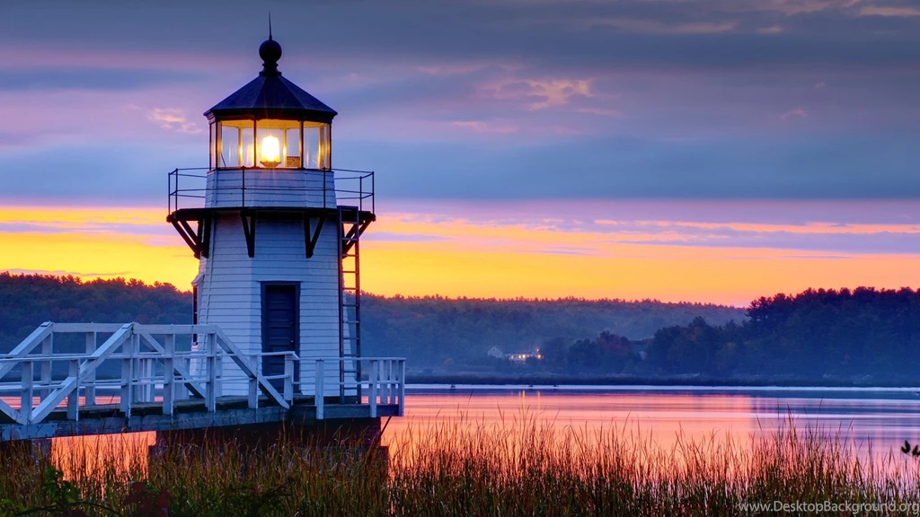 Doubling Point Light, Maine Widescreen Wallpapers