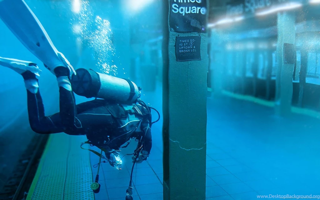 Download 1680x1050 Scuba Diver In Subway Wallpapers