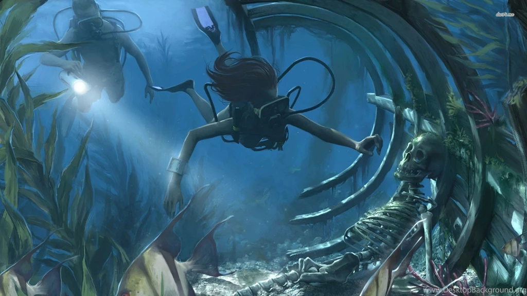 Scuba Diving With Skeleton Wallpapers   Fantasy Wallpapers