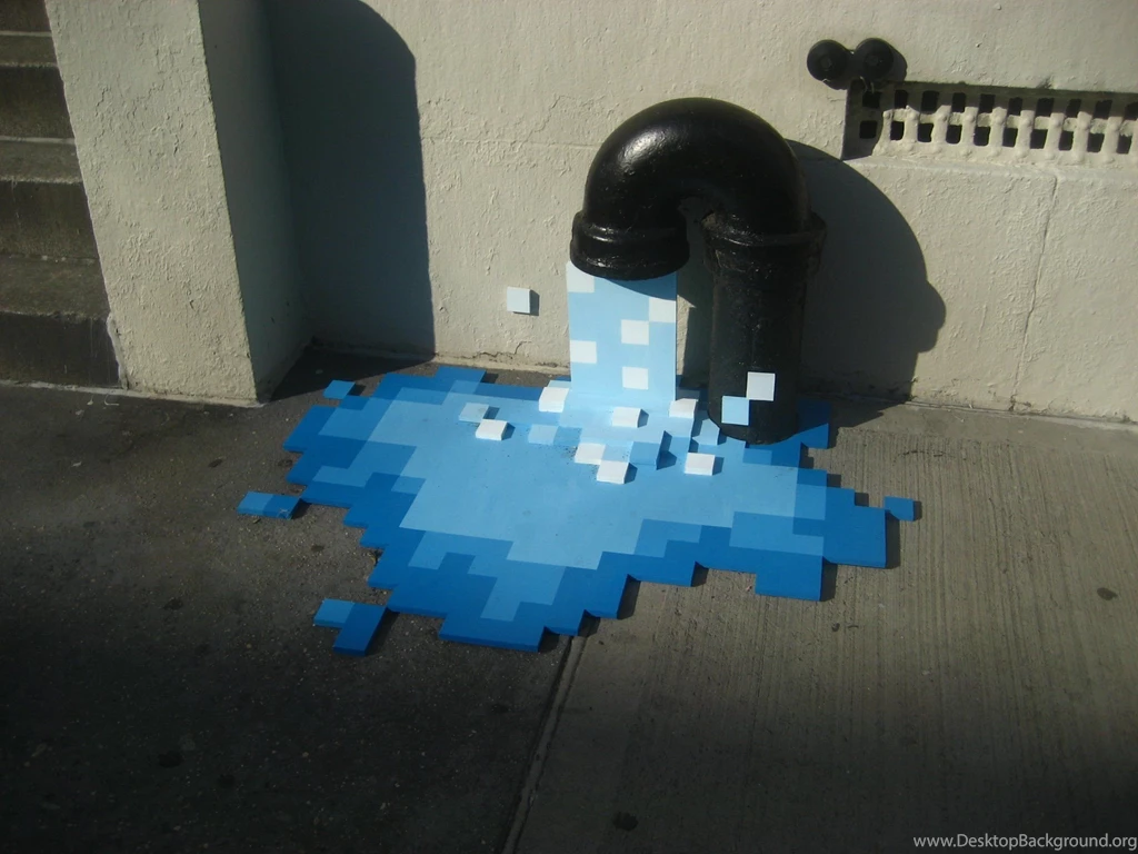 Blue Graffiti Pixelation Street Art Water Wallpapers (