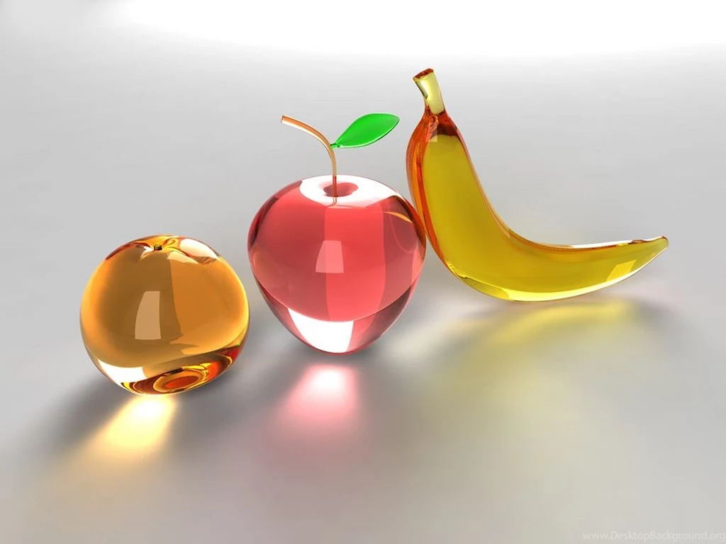 3D Apple Orange & Banana Wallpapers