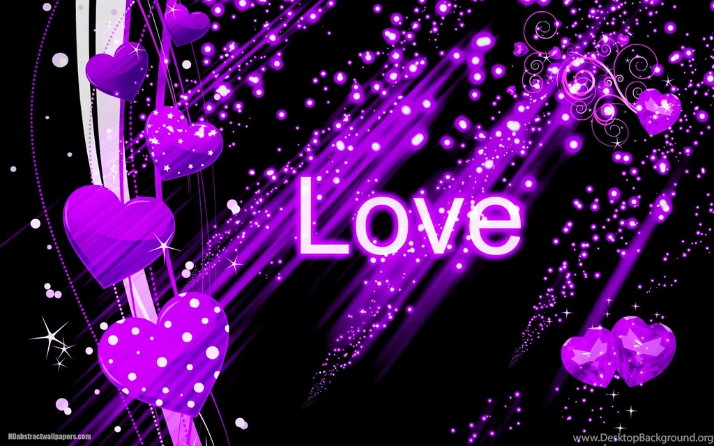 Black Abstract Wallpapers With Purple Love Hearts