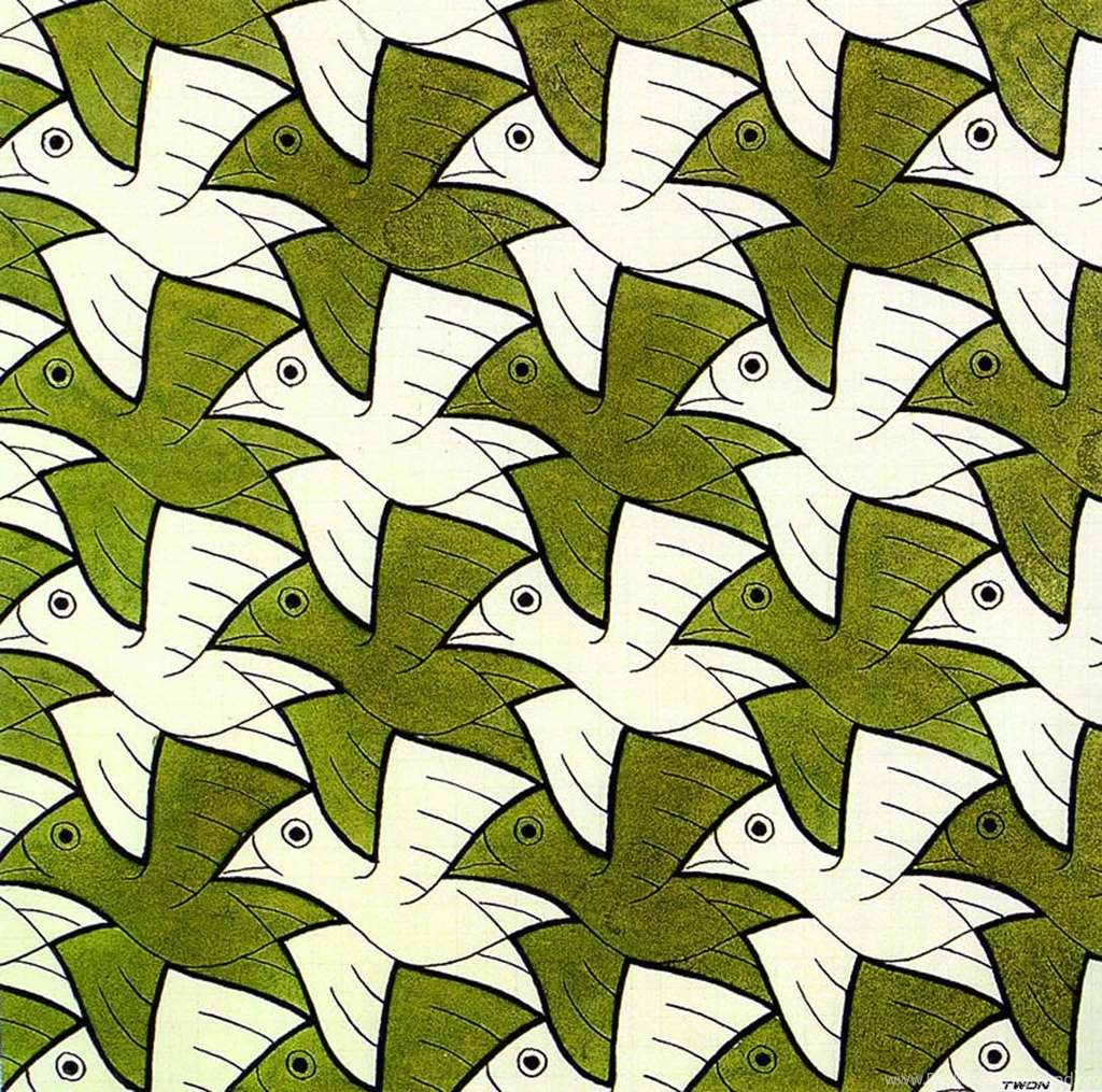 Symmetry Watercolor 106 Bird   Optical Illusion M C Escher Art ...