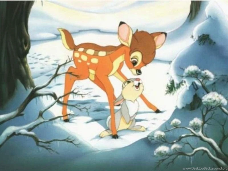 Bambi And Thumper On Ice Wallpaper.
