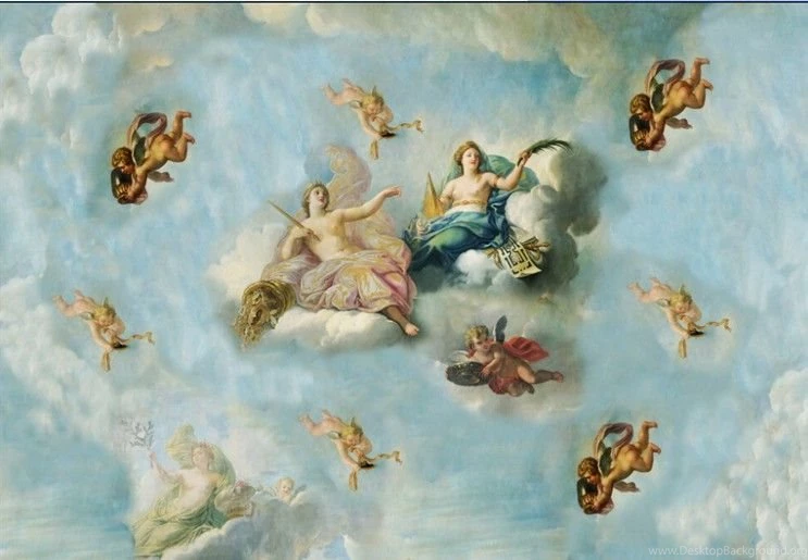 European Painting Wallpapers Wallpapers Bedroom Living Room Ceiling ...