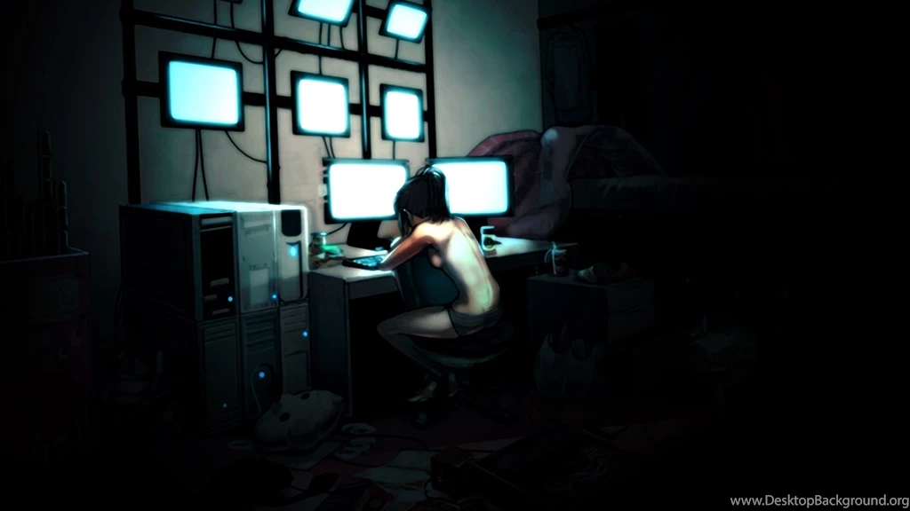 Computers Geek Lonely Night Women Best Widescreen Backgrounds