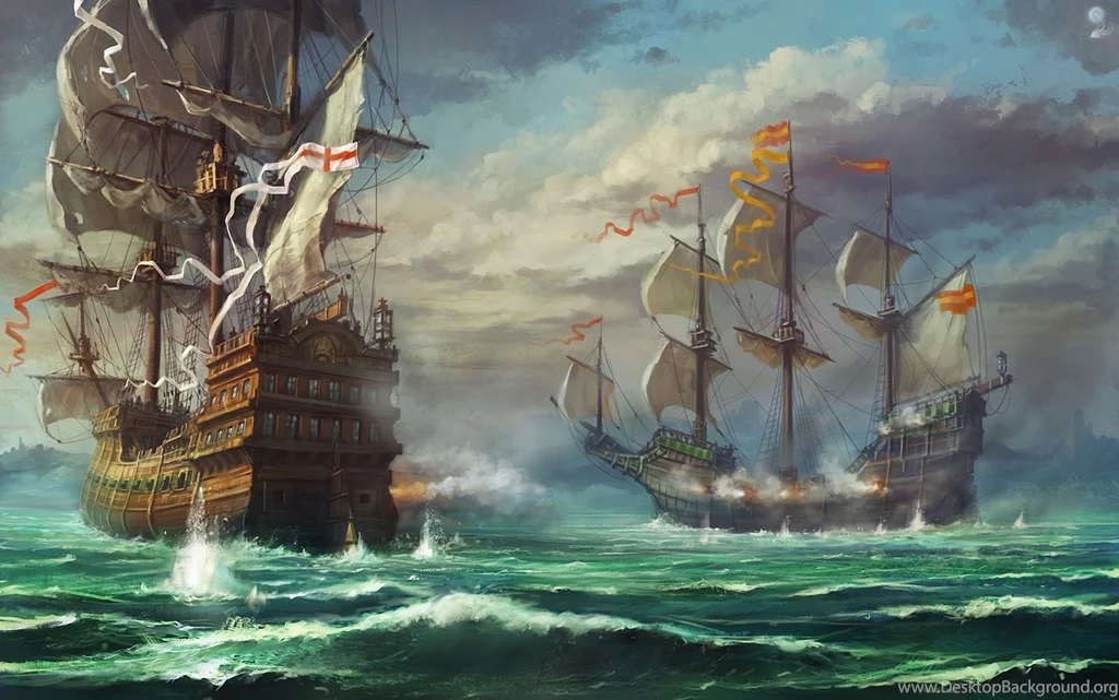 Sea Battle Of Sailing Ships Wallpapers And Images Wallpapers ...