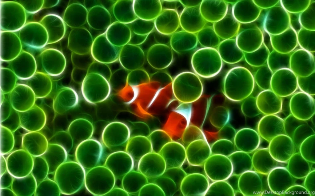 3D Abstract Green Clown Fish HD Wallpapers For Desktop Background.jpg