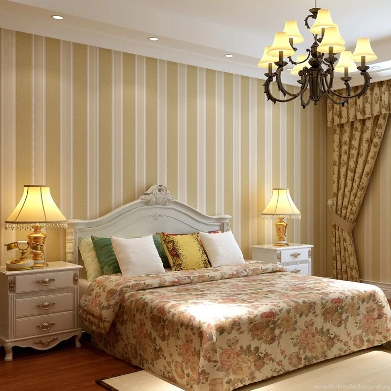 Beige Vertical Stripe 9 Gold Wallpapers Brief Modern Non Woven ...