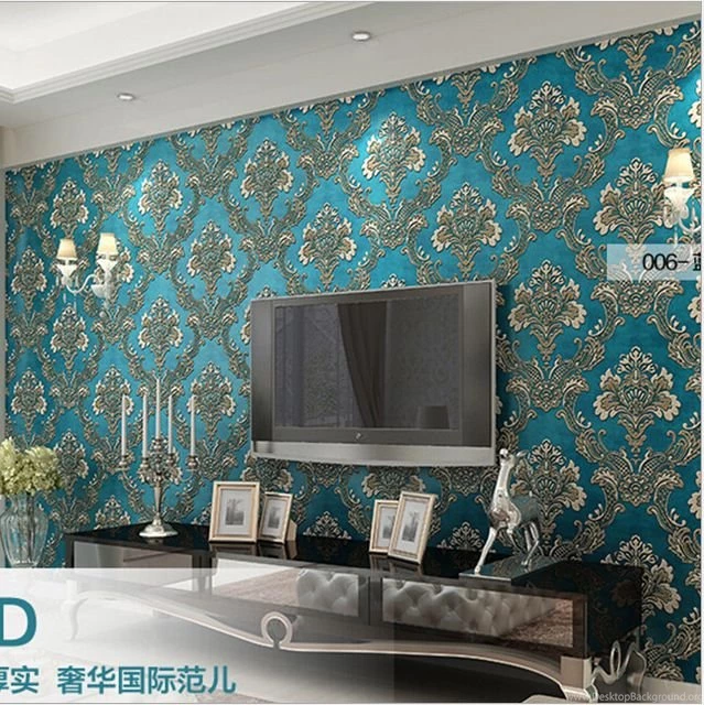 QZ 02 Luxurious European Style Damascus Wallpapers Living Room ...
