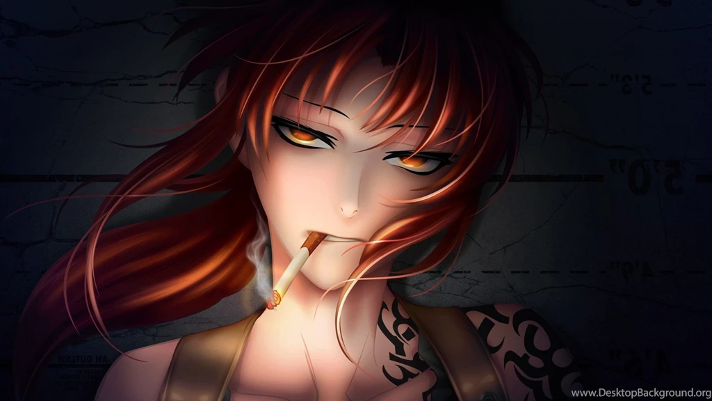 Anime, Badass, Tattoo, Anime Girls, Cigarettes, Redhead, Red Eyes ...