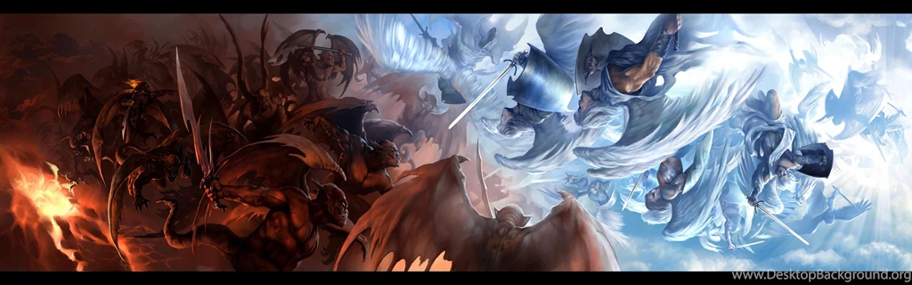 Multi Monitor Dual Screen Good Evil Dark Horror Fantasy Religion ...