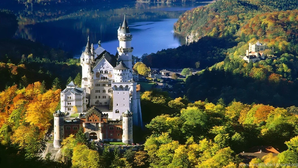 Neuschwanstein Castle Bavaria Germany From Hill Free Desktop ...