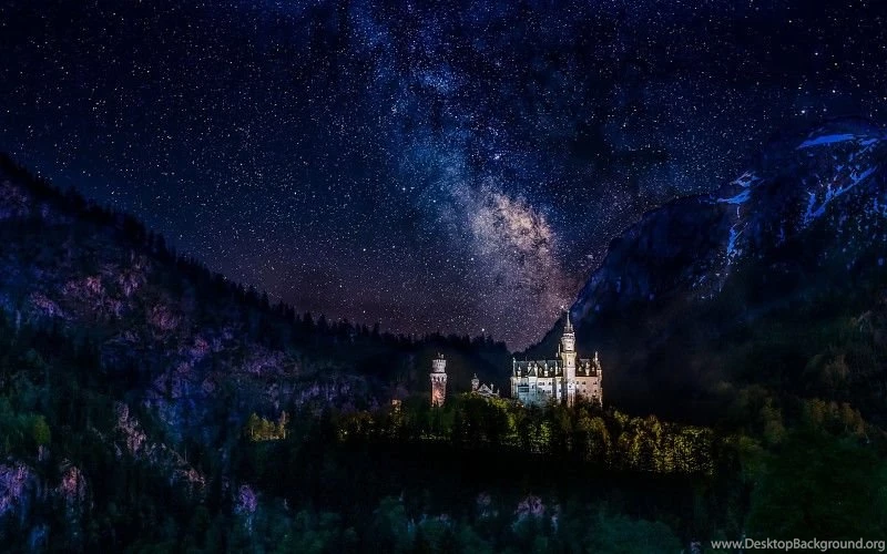 Neuschwanstein Castle Milky Way Night Wallpapers Free Desktop ...