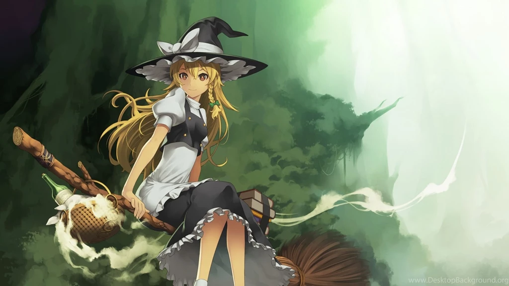 Download Wallpapers 1920x1080 Girl, Broom, Hat, Witch, Witchcraft ...