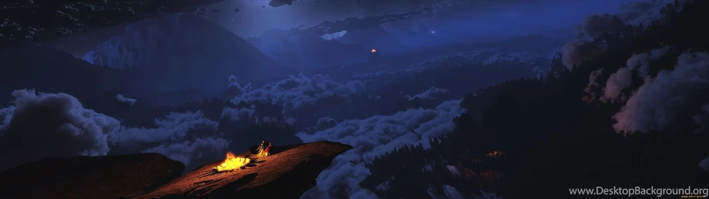 Blue, Clouds, Landscapes, Fire, Men, People, Fantasy Art, Artwork ...